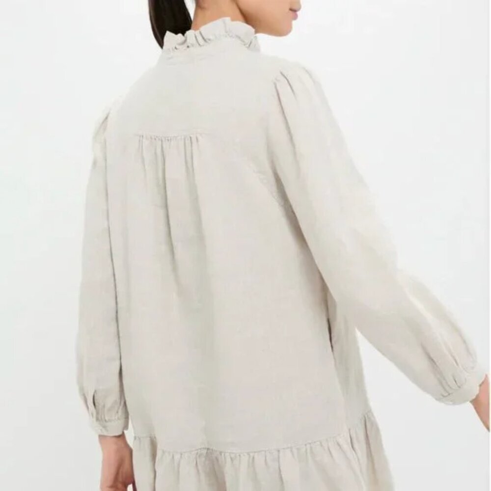 Tuckernuck Stone White Linen Palmerston Dress Sz: Small - Picture 2 of 11
